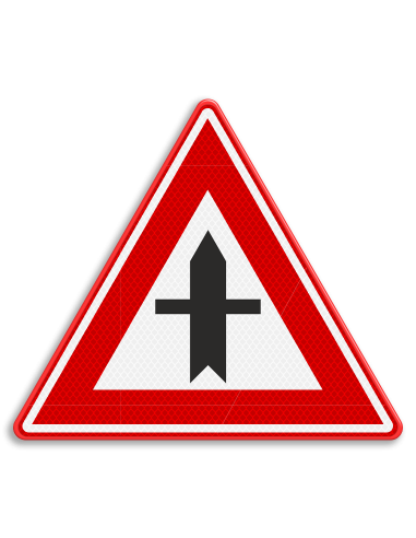 Verkeersbord B3 voorrangskruispunt, aluminium DOR, driehoekig, rood wit, symbool voorrangskruispunt