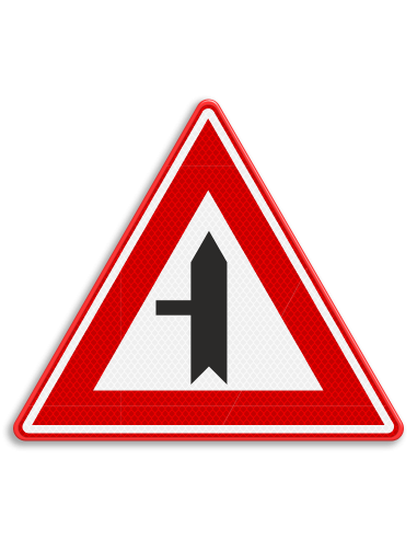 Verkeersbord B4 voorrangskruispunt zijweg links, aluminium DOR, driehoekig, rood wit