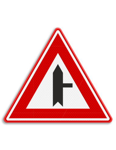 Verkeersbord B5 voorrangskruispunt zijweg rechts, aluminium DOR, driehoekig, rood wit