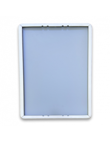 Achterkant verkeersbord einde zone 30 km, aluminium DOR, A1, reflecterend, rechthoek, grijs, zwart, wit