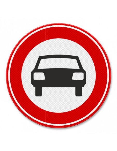 Verkeersbord C6 gesloten voor motorvoertuigen, aluminium DOR, rond, rood wit, symbool auto