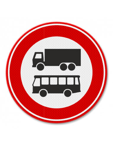 Verkeersbord C7b gesloten voor vrachtauto's en bussen, aluminium DOR, rond, rood wit