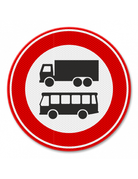 Verkeersbord C7b gesloten voor vrachtauto's en bussen, aluminium DOR, rond, rood wit