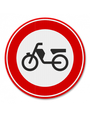 Verkeersbord C13 gesloten voor brom en snorfietsen, aluminium DOR, rood wit, rond