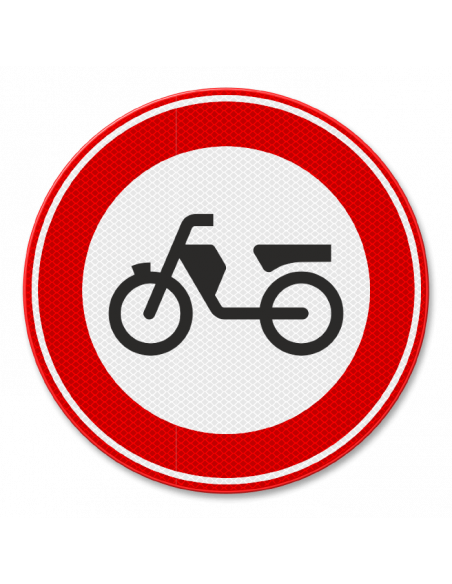 Verkeersbord C13 gesloten voor brom en snorfietsen, aluminium DOR, rood wit, rond