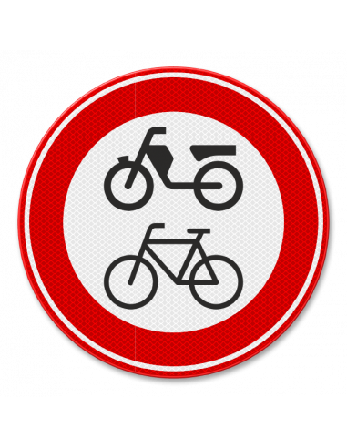 Verkeersbord C15 gesloten voor fietsen en bromfietsen, aluminium DOR, rood wit, rond