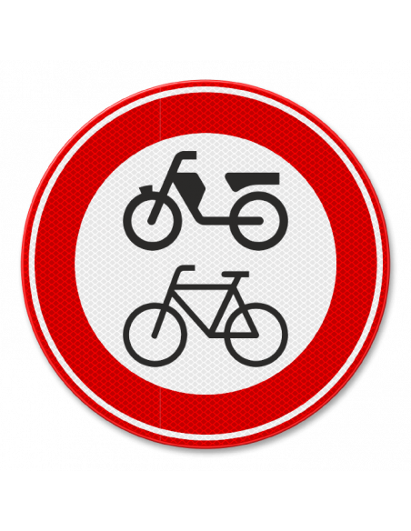 Verkeersbord C15 gesloten voor fietsen en bromfietsen, aluminium DOR, rood wit, rond