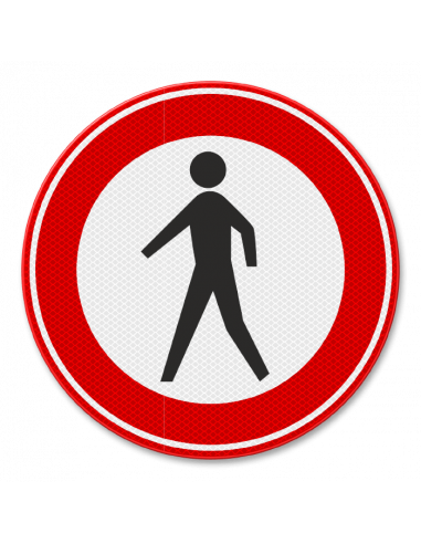 Verkeersbord C16 gesloten voor voetgangers, aluminium DOR, rood wit, rond