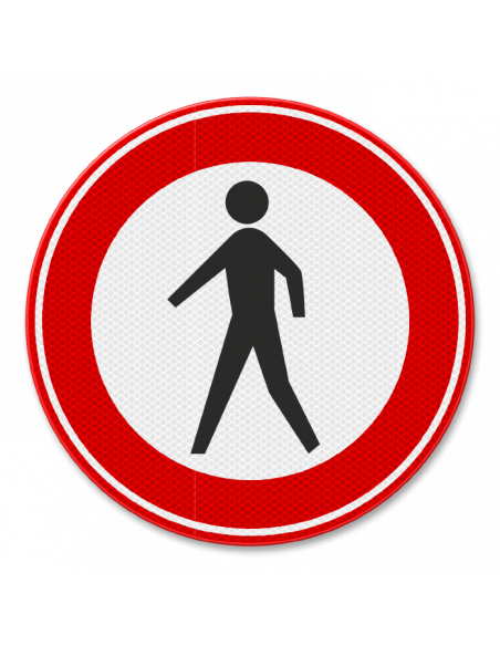 Verkeersbord C16 gesloten voor voetgangers, aluminium DOR, rood wit, rond