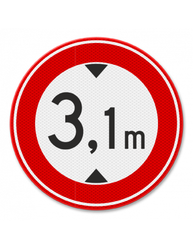 Verkeersbord C19 gesloten voor hoge voertuigen naar wens, aluminium DOR, rood wit, rond