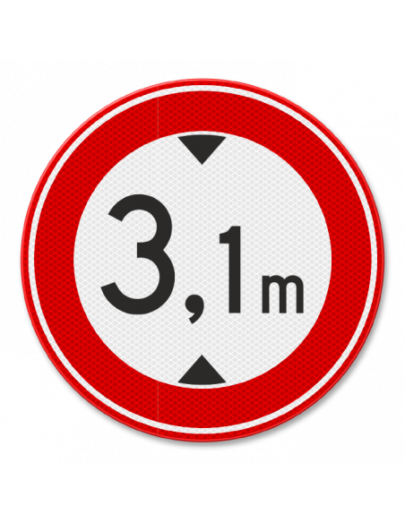 Verkeersbord C19 gesloten voor hoge voertuigen naar wens, aluminium DOR, rood wit, rond