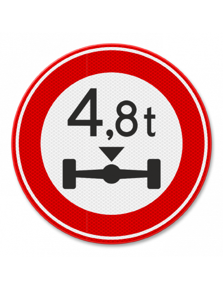 Verkeersbord C20 gesloten voor zware aslast naar wens, aluminium DOR, rood wit, rond