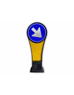 Verkeerszuil BB22 D2, aluminium, geel blauw, 1000 mm, reflecterend