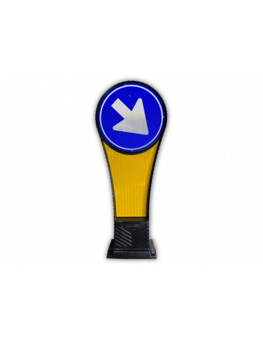 Verkeerszuil BB22 D2, aluminium, geel blauw, 1000 mm, reflecterend