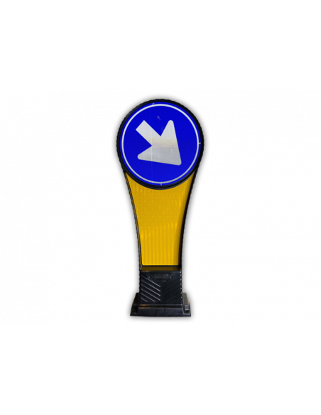 Verkeerszuil BB22 D2, aluminium, geel blauw, 1000 mm, reflecterend