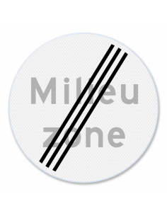 Verkeersbord C22b einde milieuzone, aluminium DOR, zwart wit, rond