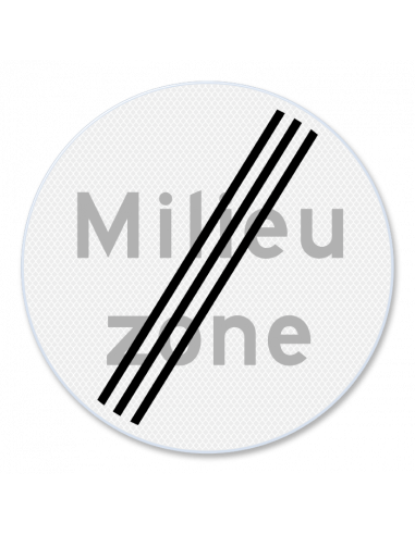 Verkeersbord C22b einde milieuzone, aluminium DOR, zwart wit, rond