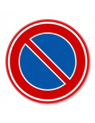 Verkeersbord E1 verboden te parkeren, aluminium DOR, rood blauw, blauw bord schuine rode streep