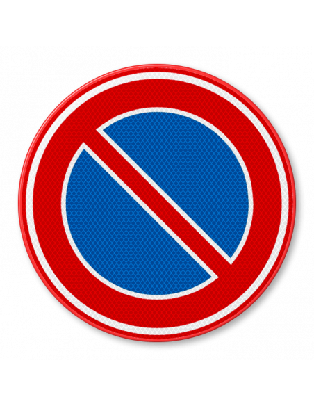 Verkeersbord E1 verboden te parkeren, aluminium DOR, rood blauw, blauw bord schuine rode streep