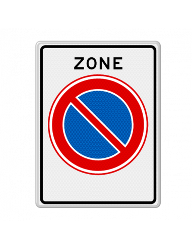 Verkeersbord E1zb parkeerverbod zone, aluminium DOR, rechthoek, rood blauw