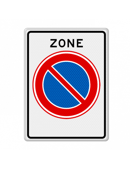 Verkeersbord E1zb parkeerverbod zone, aluminium DOR, rechthoek, rood blauw