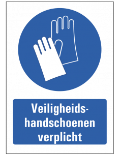 Veiligheidshandschoenen verplicht sticker met tekst