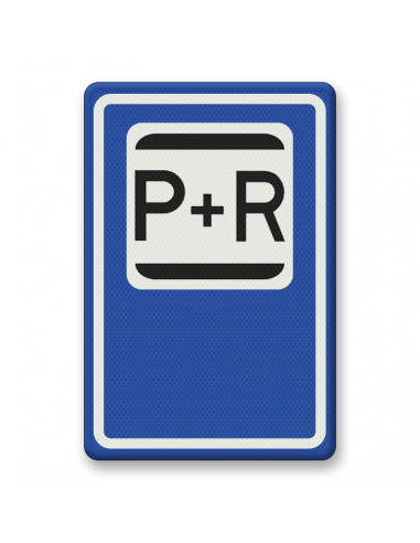Verkeersbord E12 park & ride, aluminium DOR, rechthoek, blauw wit, p+r