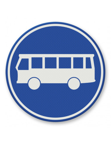 Verkeersbord F13 rijstrook bussen, aluminium DOR, aluminium DOR, blauw wit, reflecterend, met bus symbool