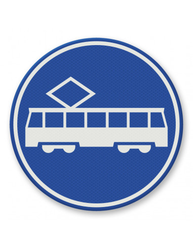 Verkeersbord F15 rijstrook trams, aluminium DOR, aluminium DOR, blauw wit, reflecterend, met tram symbool