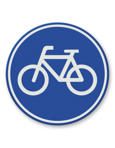 Verkeersbord G11 fietspad, aluminium DOR, blauw wit, rond, symbool fiets