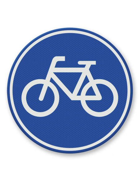 Verkeersbord G11 fietspad, aluminium DOR, blauw wit, rond, symbool fiets