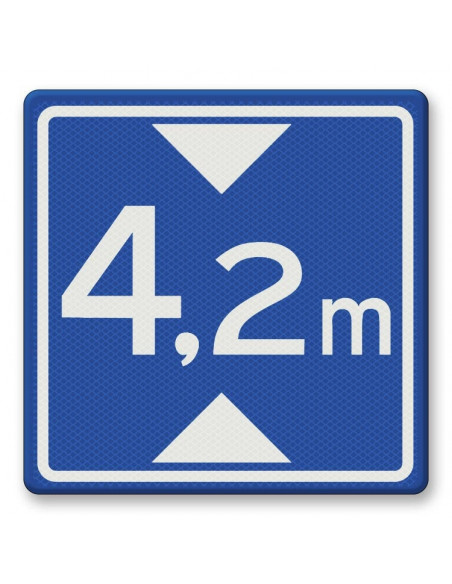 Verkeersbord L1 hoogte onderdoorgang naar wens, aluminium DOR, vierkant, blauw wit