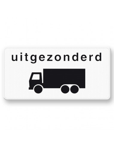 Verkeersbord OB61 uitgezonderd vrachtwagens, aluminium DOR, zwart wit, rechthoek