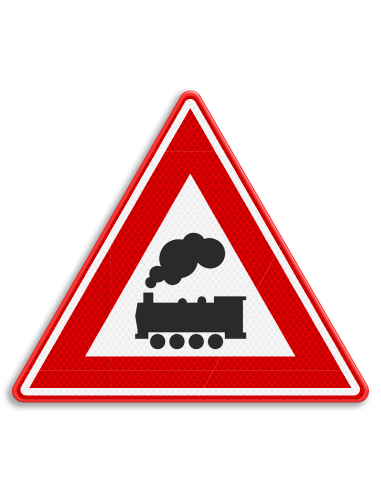 Verkeersbord J11 onbewaakte spoorwegovergang, aluminium DOR, rood wit, driehoek