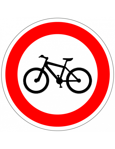 Verboden voor mountainbikes bord, kunststof, rood wit, rond, symbool mountainbike