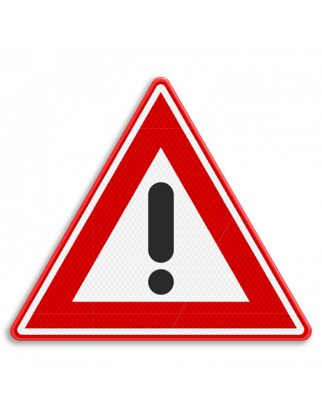 Verkeersbord J37 gevaar, aluminium DOR, reflecterend, rood wit zwart, driehoek, symbool uitroepteken