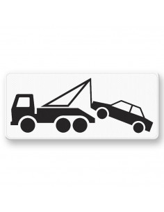 Verkeersbord OB303 wegsleepregeling, aluminium DOR, zwart wit, rechthoek