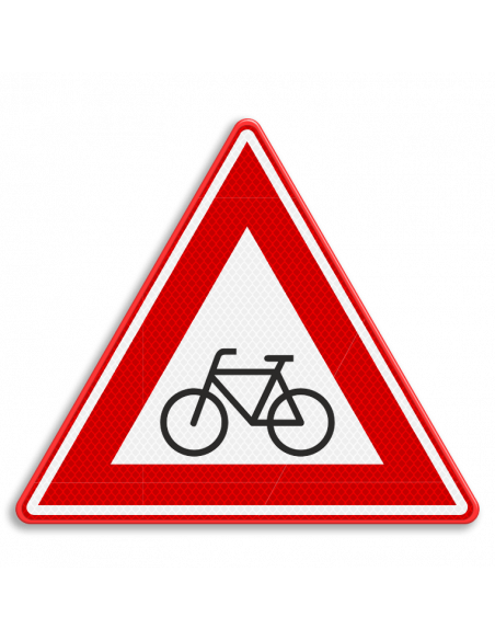 Verkeersbord J24 pas op fietsers, aluminium DOR, rood wit, driehoek, symbool fiets