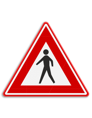 Verkeersbord J23 pas op voetgangers, aluminium DOR, rood wit, driehoek