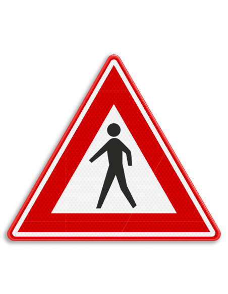 Verkeersbord J23 pas op voetgangers, aluminium DOR, rood wit, driehoek