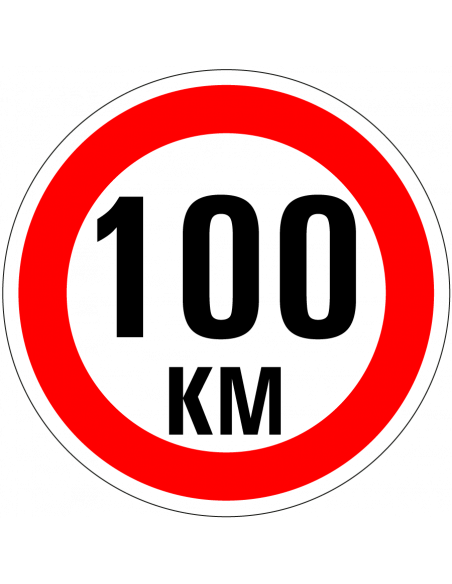 Maximaal 100 km sticker, A1, rood wit, rond, 100 km sticker