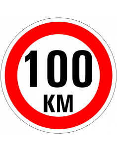 Maximaal 100 km bord, kunststof, A1, rood wit, rond, 100 km bord