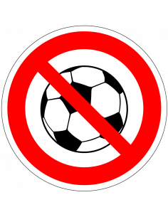 Verboden te voetballen sticker, rood wit, symbool voetbal, rond