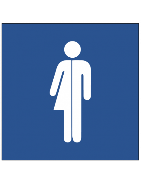 Genderneutraal toilet bord, kunststof, blauw, blauw, vierkant, symbool genderneutraal toilet