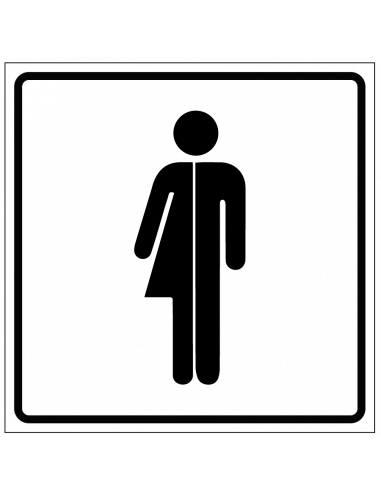 Genderneutraal toilet sticker, wit, vierkant, symbool genderneutraal toilet