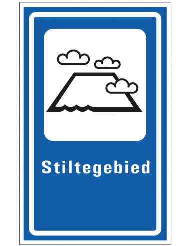 Stiltegebied bord, kunststof, L306b, blauw wit, rechthoek, symbool stiltegebied