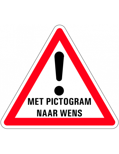 Verbodssticker pictogram naar wens, driehoek, rood wit