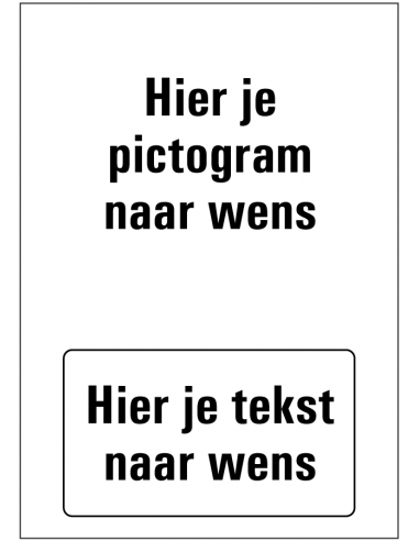 Blanco sticker tekst en pictogram naar wens, rechthoek, staand, zwart wit