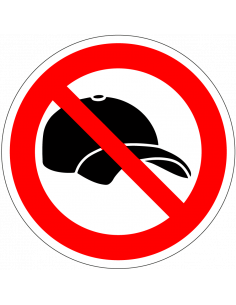 Verboden petten te dragen sticker, rood wit, rond, symbool pet met rode streep