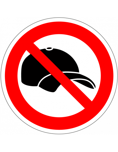 Verboden petten te dragen sticker, rood wit, rond, symbool pet met rode streep
